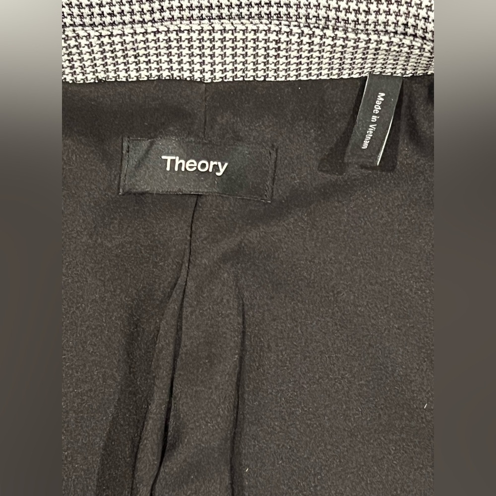 Theory Womens Shrunken Blazer Black Multi Single breasted Size 8 - Picture 10 of 14